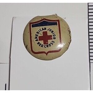 Vintage American Junior Red Cross Pinback Button WWI Era Patriotic Badge